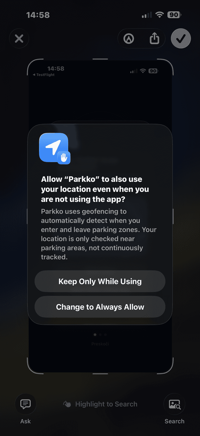 Background location permission